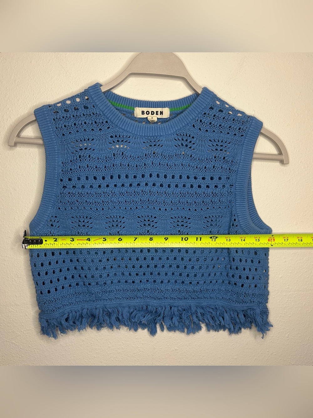 Boden Size M Light Blue Crochet Fringe Tank - Picture 6 of 8